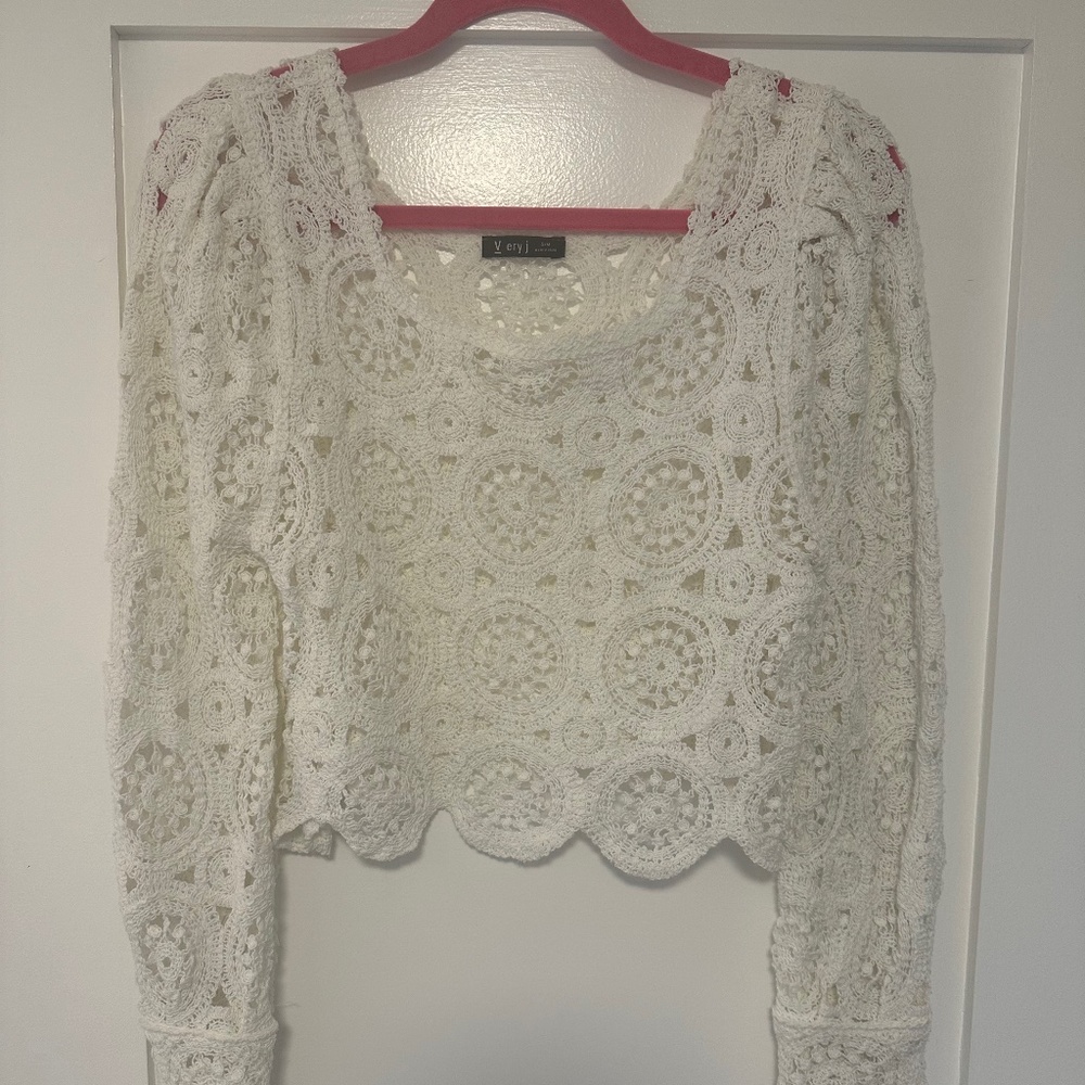 White crochet lace top
